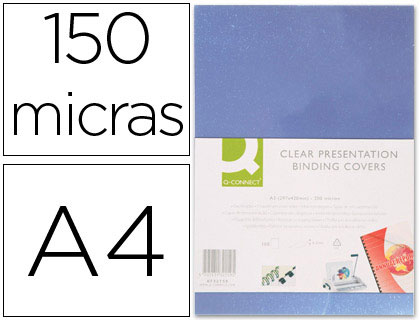 CJ100 tapas de encuadernación Q-Connect PVC Din A-incoloro 150 micras